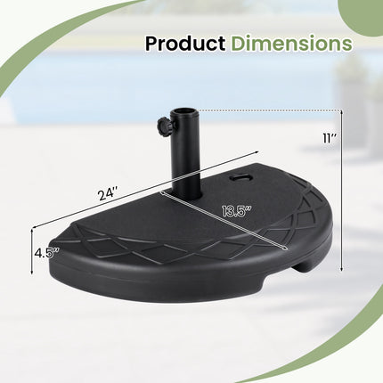 Half Round Patio Umbrella Base, 44 lbs Fillable, Black