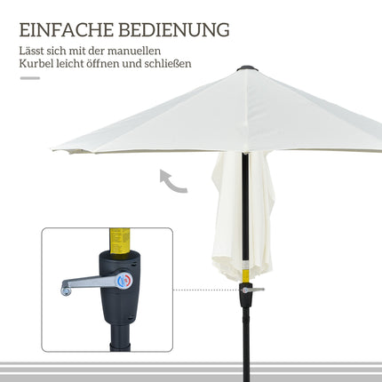 Halbrunder Sonnenschirm, Creme, 190x200x240 cm