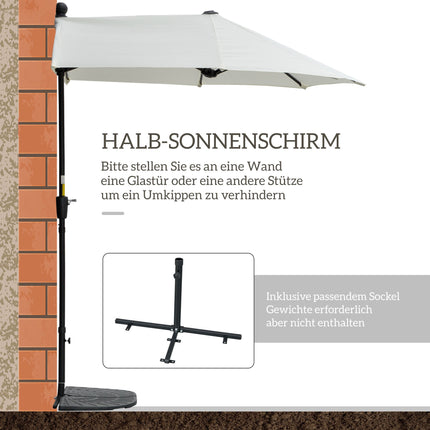 Halbrunder Sonnenschirm, Creme, 190x200x240 cm