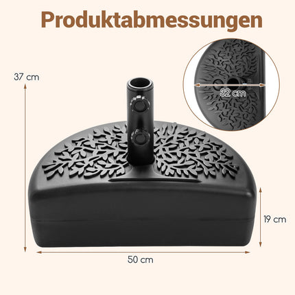 Half-Round Umbrella Base, Fillable, 17L/25kg Capacity