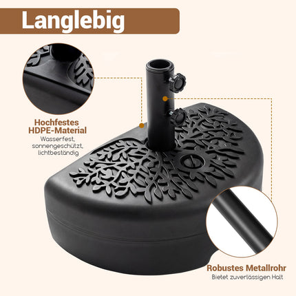 Half-Round Umbrella Base, Fillable, 17L/25kg Capacity