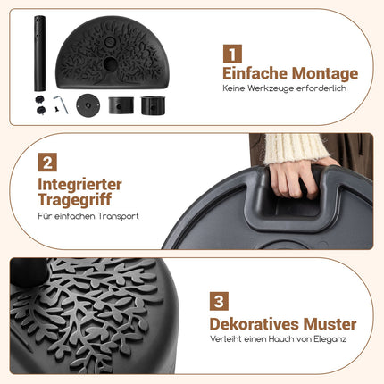 Half-Round Umbrella Base, Fillable, 17L/25kg Capacity