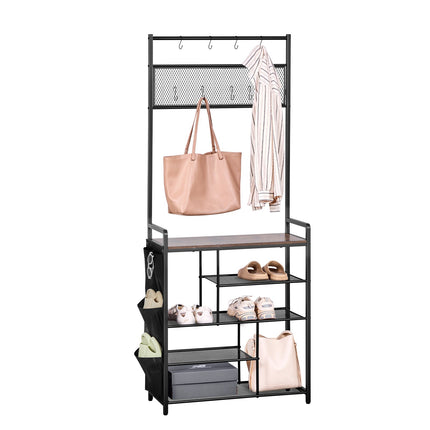 Hall Tree Coat Rack With 4-Tier Shoe Rack, 1800 mm