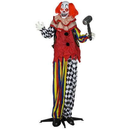 Halloween Animatronic Clown, 173 cm, Light-Up Eyes