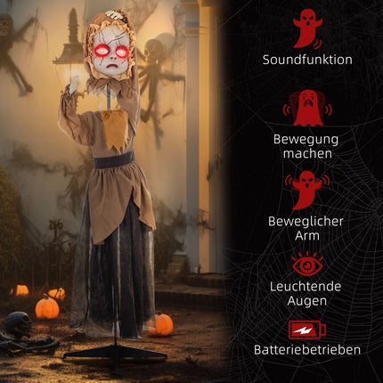 Halloween Animatronic Requisite, springender Kopf, rote Augen