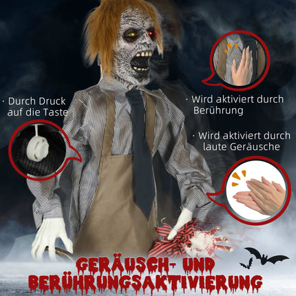Halloween Chainsaw Killer Prop with Motion and Sound, 1.7m