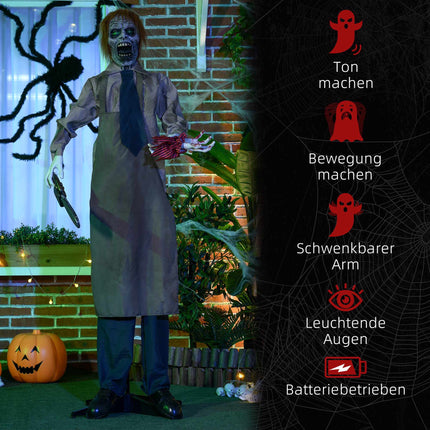 Halloween Chainsaw Killer Prop with Motion and Sound, 1.7m