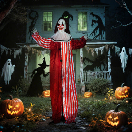 Halloween-Clown-Deko, 165 cm, LED-Lichter, Soundeffekte