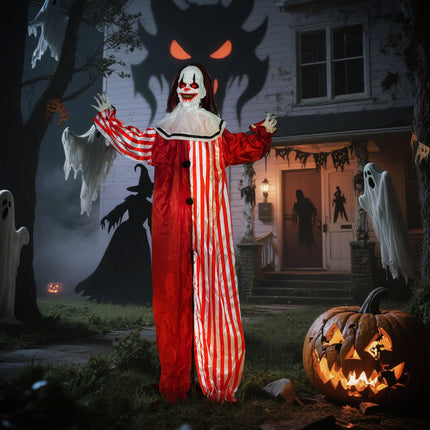 Halloween-Clown-Deko, 165 cm, LED-Lichter, Soundeffekte