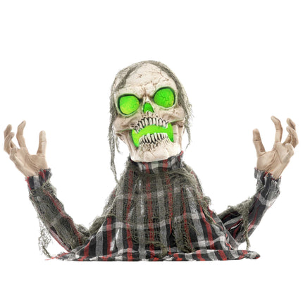 Halloween-Skelett-Bodenstecker, biegsame Arme, leuchtende Augen