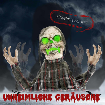 Halloween-Skelett-Bodenstecker, biegsame Arme, leuchtende Augen