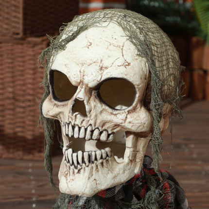 Halloween-Skelett-Bodenstecker, biegsame Arme, leuchtende Augen