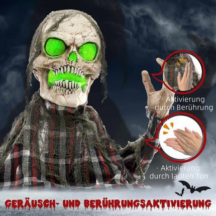 Halloween-Skelett-Bodenstecker, biegsame Arme, leuchtende Augen