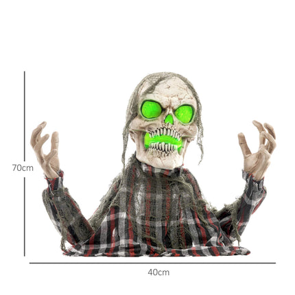 Halloween-Skelett-Bodenstecker, biegsame Arme, leuchtende Augen