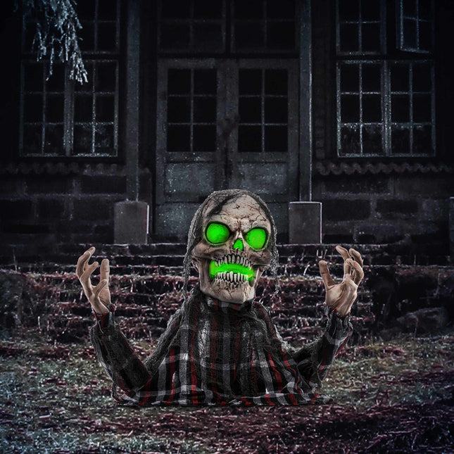 Halloween Groundbreaker Skeleton, Bendable Arms, Glowing Eyes