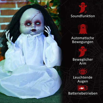 Halloween Horror Doll with LED Eyes, Sound & Motion Sensor, 60 cm