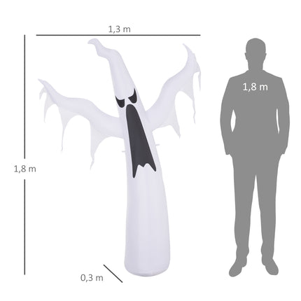 Halloween Inflatable Ghost with LED Lights, 1.8m Tall