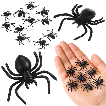 Halloween Plastic Spiders, 10 Pcs, 3x3 cm, Black