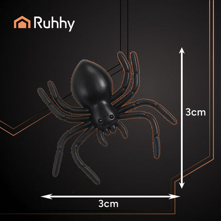 Halloween Plastic Spiders, 10 Pcs, 3x3 cm, Black