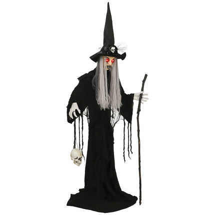 Halloweenská dekorace čarodějnice, 170 cm, LED osvětlení, zvuk