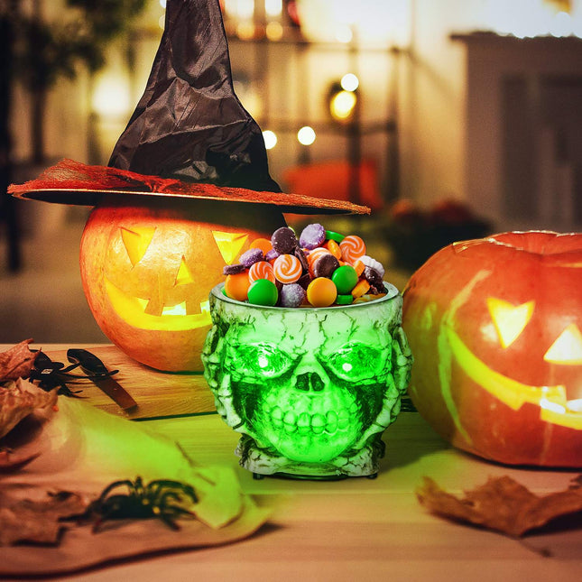 Halloween Skeleton Decoration with Light & Sound, Ø16cm Steel