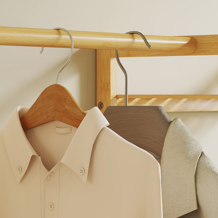 Hallway Coat Rack with Shoe Bench and Hooks, Bamboo