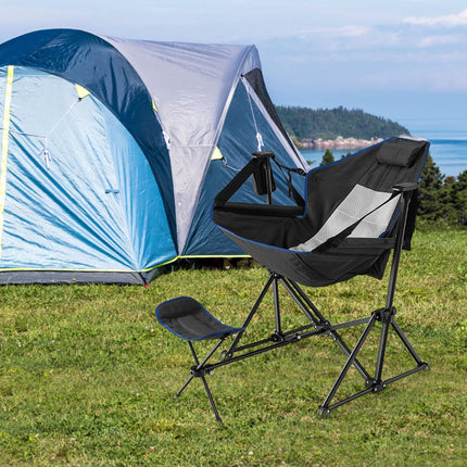Hängematten-Campingstuhl, ausziehbare Fußstütze, Tragetasche