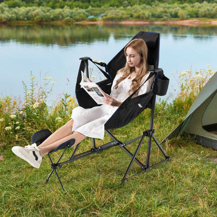 Hängematten-Campingstuhl, ausziehbare Fußstütze, Tragetasche