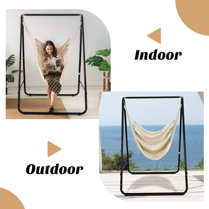 Hängesessel mit Gestell, Beige, 120 kg Tragkraft