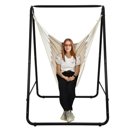 Hängesessel mit Gestell, Beige, 120 kg Tragkraft
