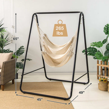 Hängesessel mit Gestell, Beige, 120 kg Tragkraft