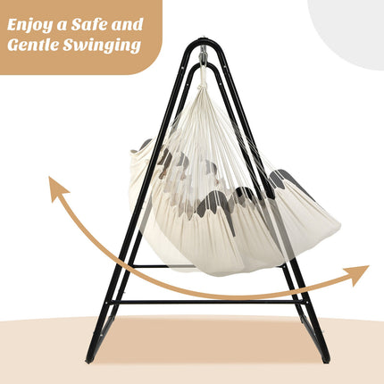 Hängesessel mit Gestell, Beige, 120 kg Tragkraft
