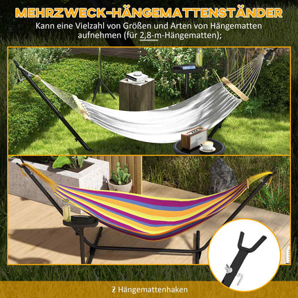Steel hammock with side shelf, capacity 150 kg, black