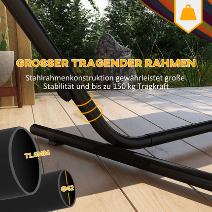 Steel hammock with side shelf, capacity 150 kg, black