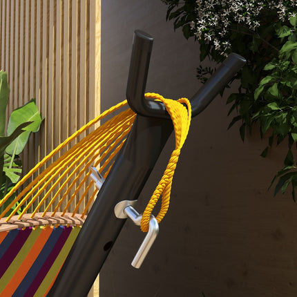 Steel hammock with side shelf, capacity 150 kg, black