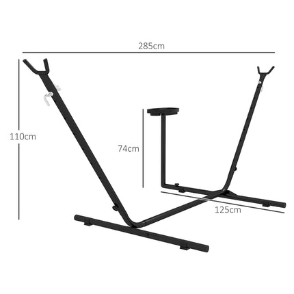 Steel hammock with side shelf, capacity 150 kg, black