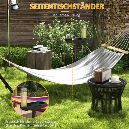Steel hammock with side shelf, capacity 150 kg, black