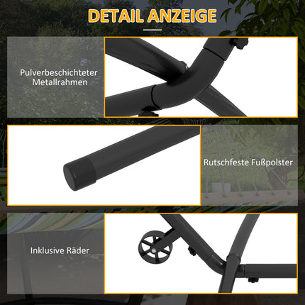 Hangmatstandaard, Hangmatstandaard Met Wielen, Hangmatstandaard, Met Verstelbare Haak, Draagtas, Maximale Belasting 220 Kg, Staal