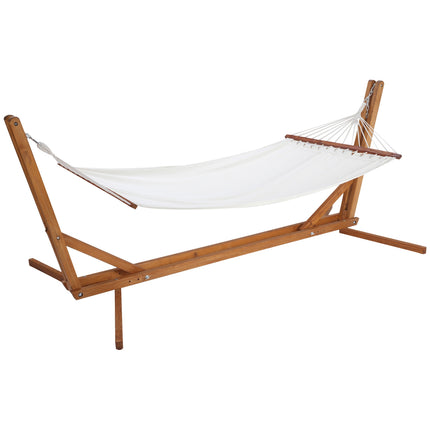 Verstellbare Kiefernhängematte mit Gestell, cremeweiß 388cm