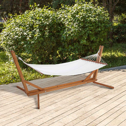 Verstellbare Kiefernhängematte mit Gestell, cremeweiß 388cm