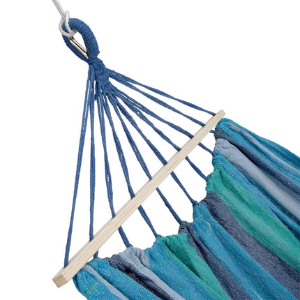 Hammock with 70cm Wooden Beam & Metal Holder, Blue