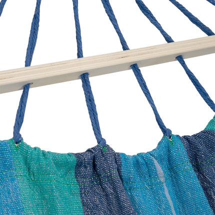 Hammock with 70cm Wooden Beam & Metal Holder, Blue