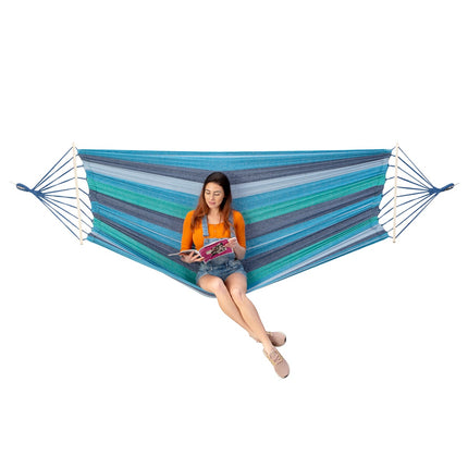 Hammock with 70cm Wooden Beam & Metal Holder, Blue
