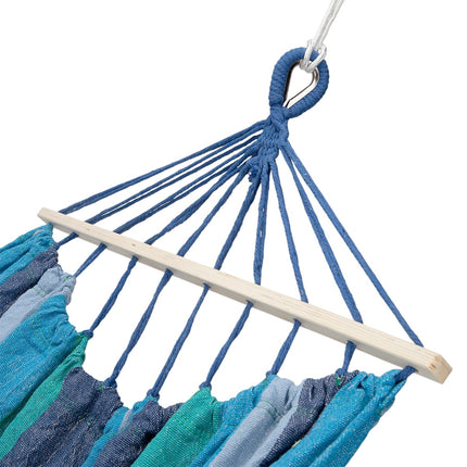Hammock with 70cm Wooden Beam & Metal Holder, Blue