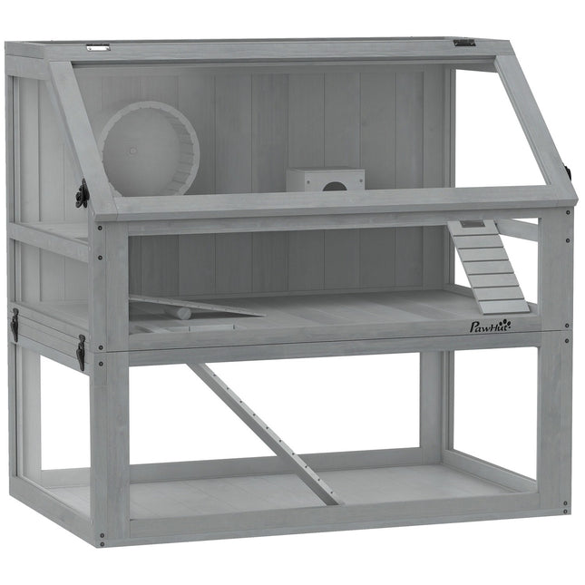 Hamster Cage, 3 Levels, Deep Base, 80x50x76cm, Light Gray