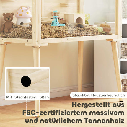 Hamsterkäfig mit Zubehör, 110x52x101 cm, Holz/Kunststoff