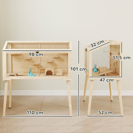 Hamsterkäfig mit Zubehör, 110x52x101 cm, Holz/Kunststoff