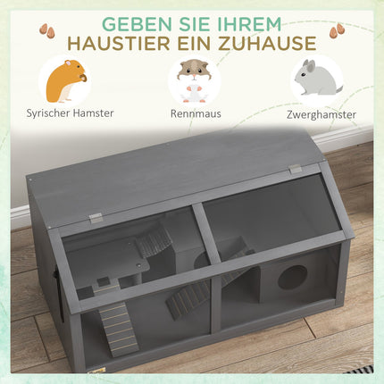 Hamsterkäfig mit Brücke, Hütte und Plattform, 85x45x44 cm