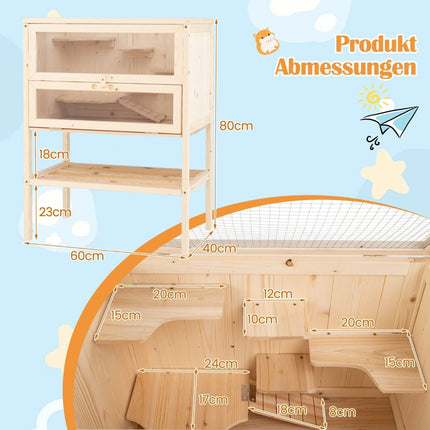 Hamster Cage with Mesh Roof, Lockable Door, Acrylic Panel