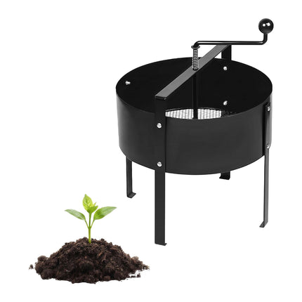 Hand-Crank Garden Sieve, Carbon Steel, Freestanding